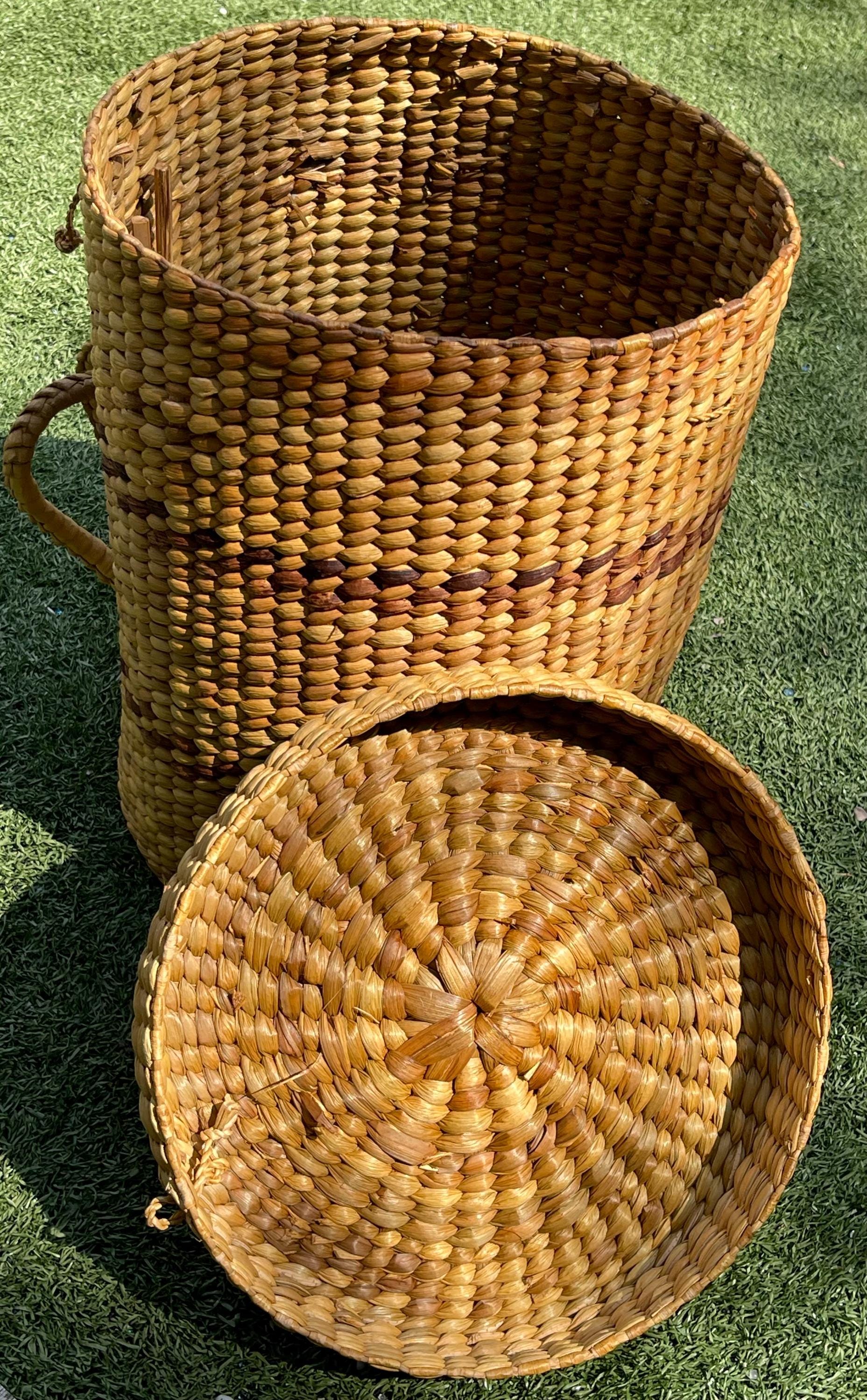 Large Handwoven Natural Seagrass Basket With Lid and Handles – 18x13 ...