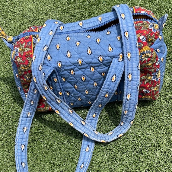 Vintage Vera Bradley Quilted Cotton Handbag Blue Red Yellow  display picture 1