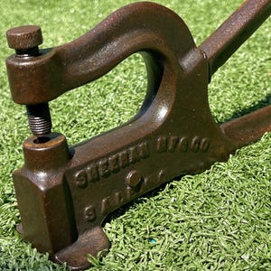 Antique Cast Iron Crimper Tool – Pat’d 1897 – SHEAR MFG Co. Salem Ohio – 13” Metalworking Tool