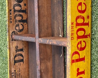 Vintage Dr Pepper Wooden Soda Crate 1969 Greenville SC Yellow Red