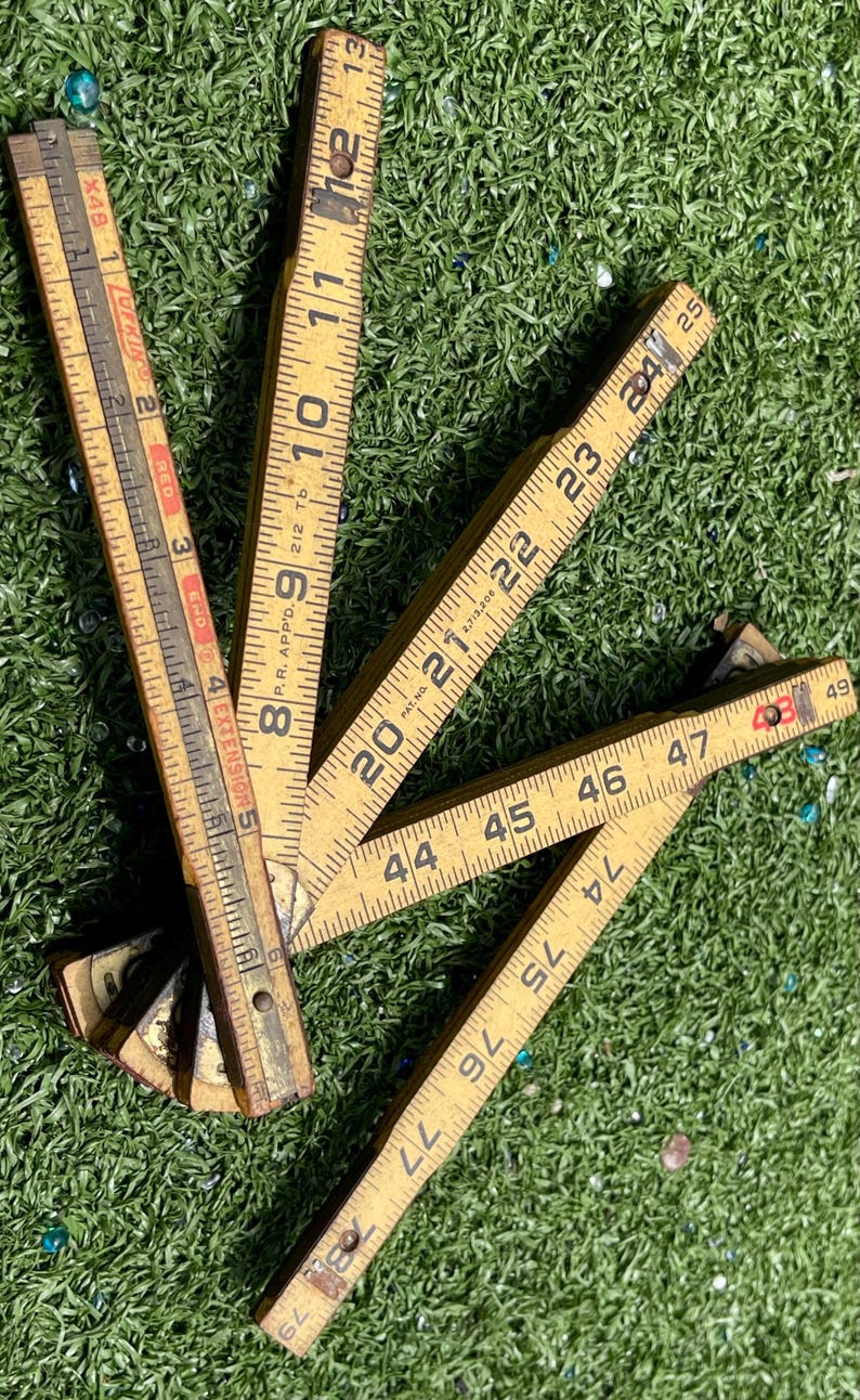 Vintage Lufkin No. X48 Folding Ruler – 6 Ft. Wood & Brass Extension ...