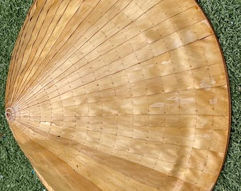 Vintage 1950s Vietnamese Nón Lá Conical Hat | 16" Handwoven Bamboo Palm Leaf Hat