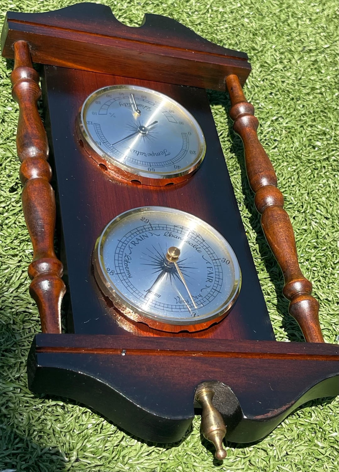 Vintage Wooden Weather Station – Barometer, Thermometer & Hygrometer ...