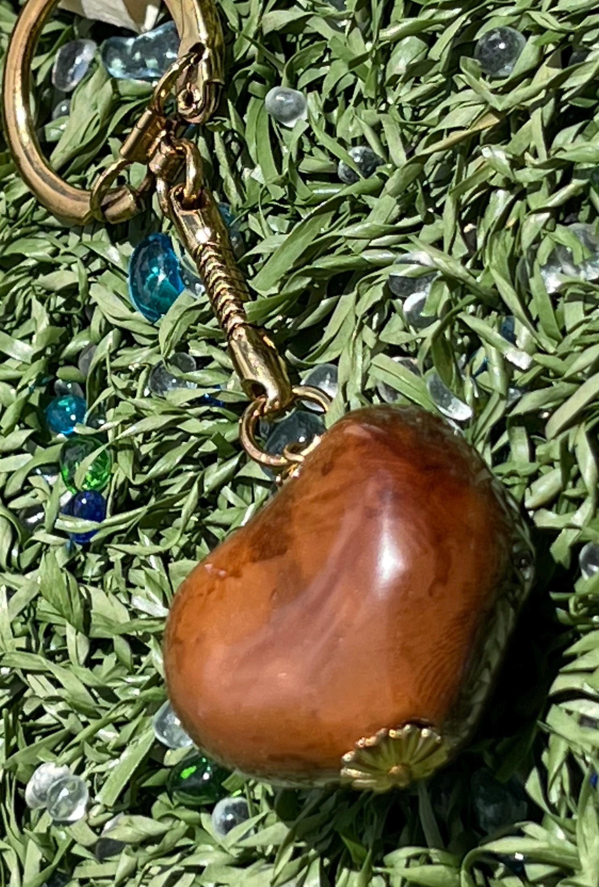Vintage Hawaiian Kukui Nut Keychain – 1 Inch Polished Brown Nut
