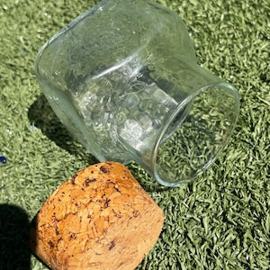 Vintage Clear Glass Storage Jar with Large Cork Lid Textured 5 Inch