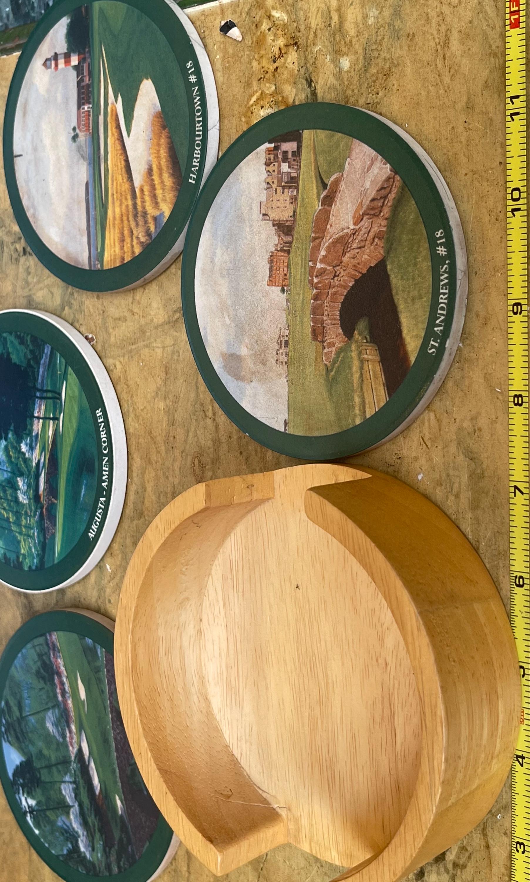 Golf Course Coaster Vintage Augusta National Golf Course Coaster Set With Wooden Holder - Etsy