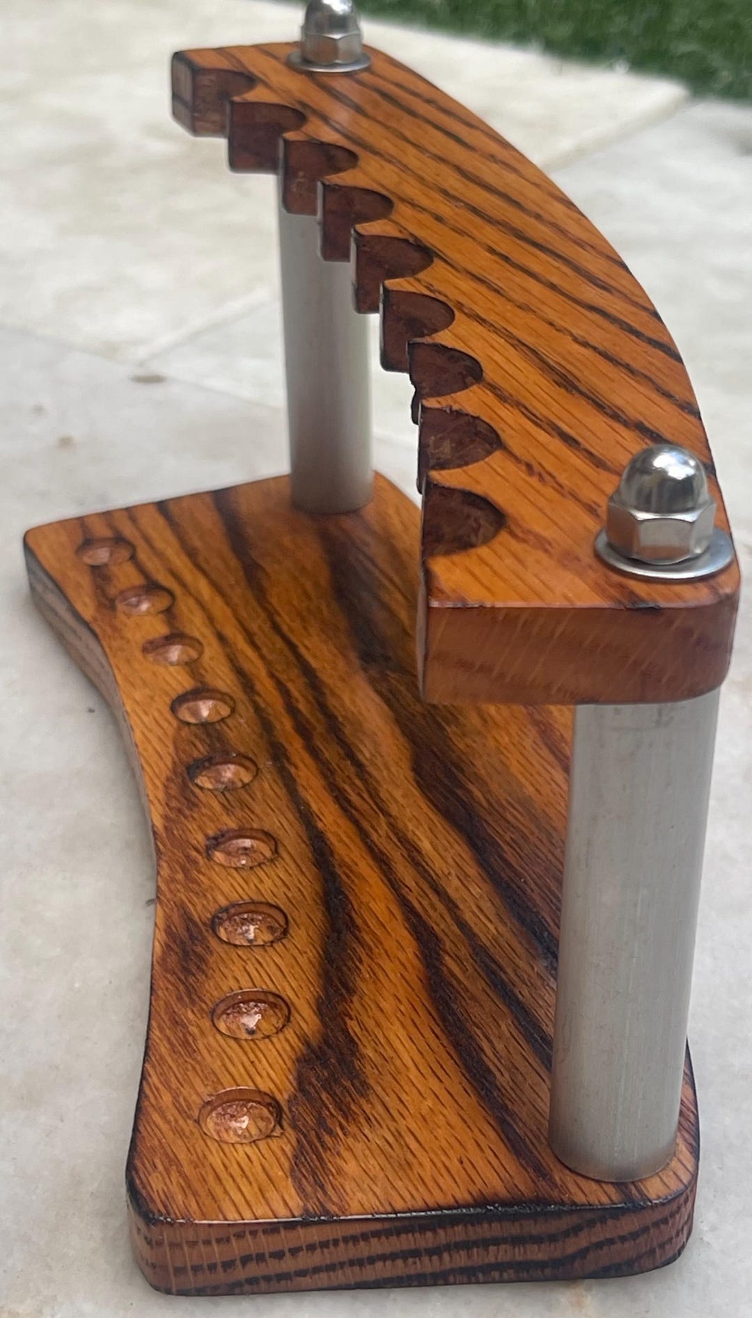 Timber Pipe Rack Vintage Handmade Wood Pipe Rack 8 Inch Rustic Tobacco Pipe or Other ...