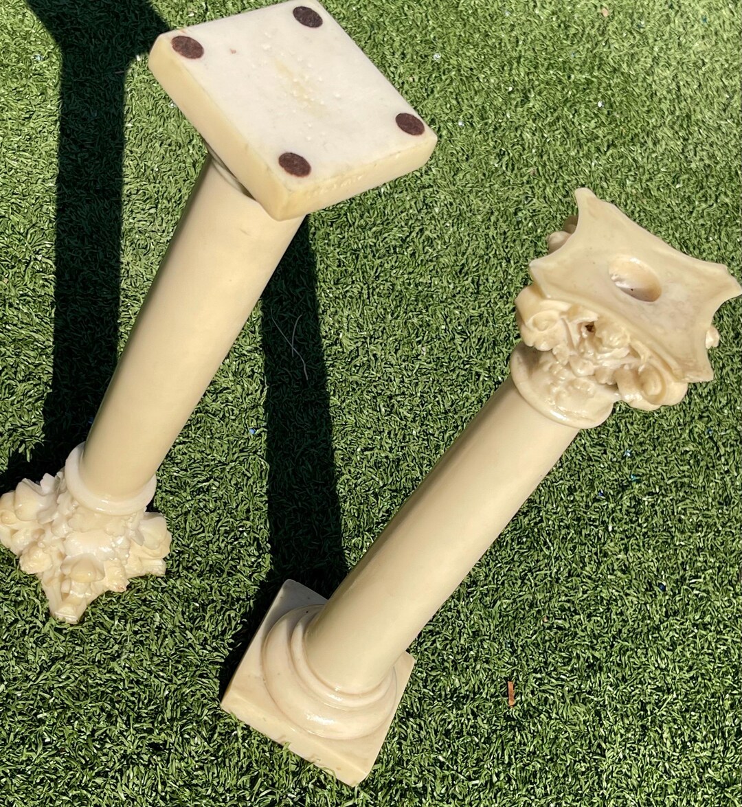 Pair of Vintage Alabaster Pedestal Columns – 16” Corinthian Style ...