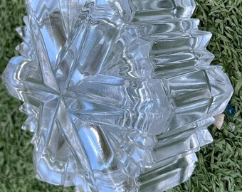 Vintage Clear Pressed Glass Starburst Trinket Box 3.75” Two-Piece Midcentury