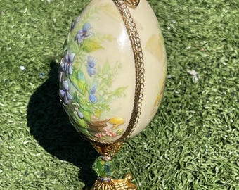 Vintage Estee Lauder Heirloom Treasures Egg Trinket Box Cobalt