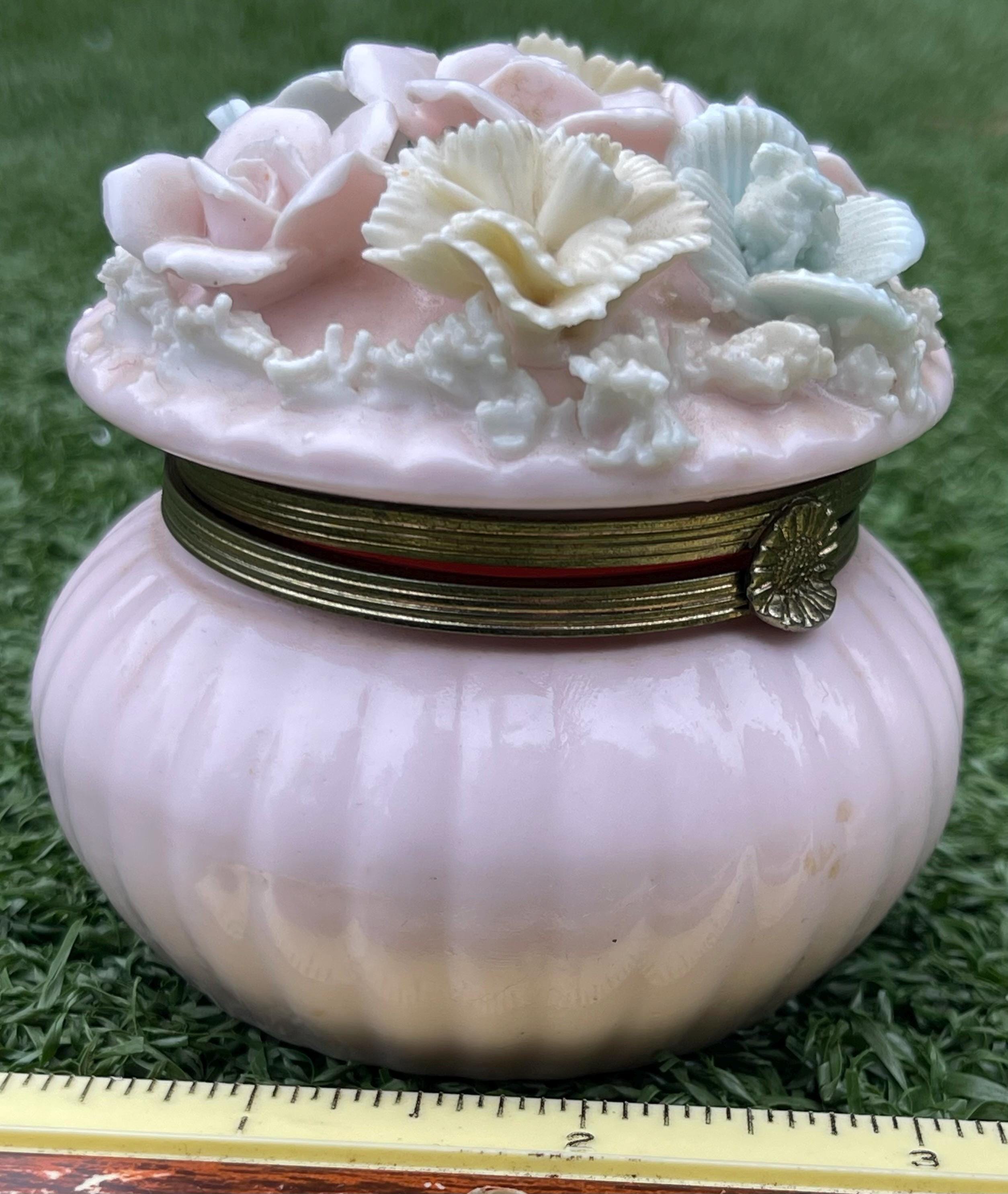 MURANO OPALINE FERRO オパーリン ハンドペイント 宝石箱 MURANO