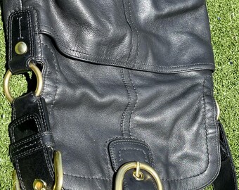 バッグ COACH Vintage Leather Black Shoulder Bag Coach Black Leather Shoulder Bag – Duniz Vintage