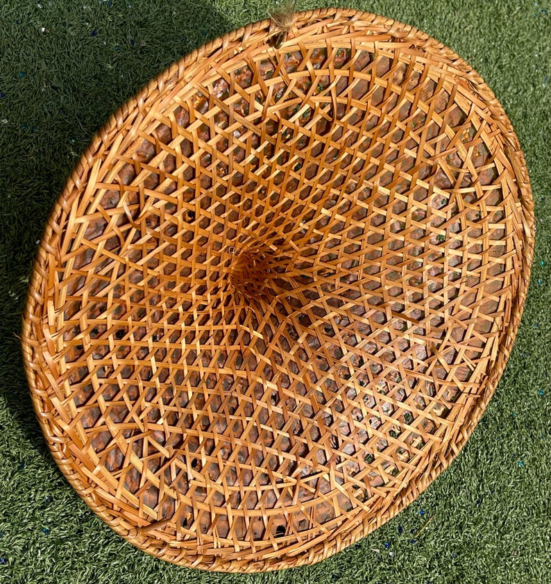 1950s Handwoven Rice Farmer Conical Hat | Vintage Bamboo Asian Field ...