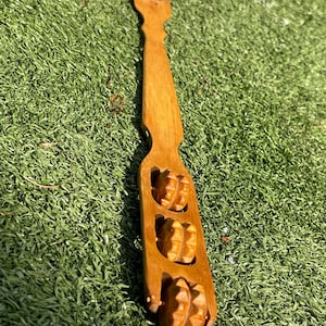 Vintage Wooden Back Scratcher with Rollers – Handmade 18” Body Massager