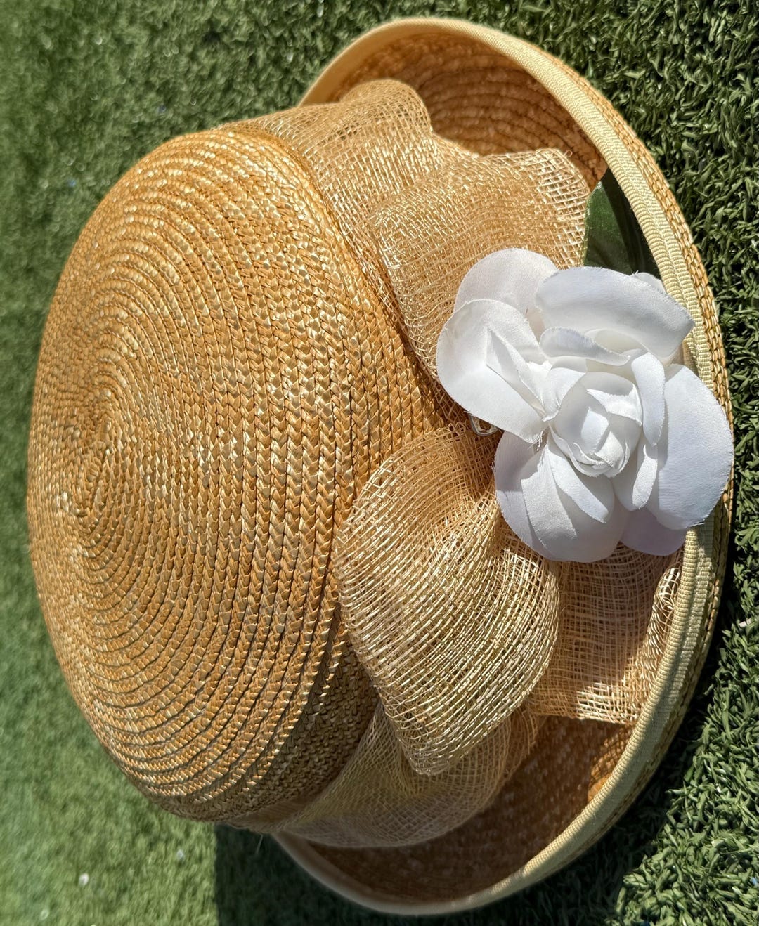 Vintage Fabrizio Berardi Straw Sun Hat Made in Italy White  display picture 2