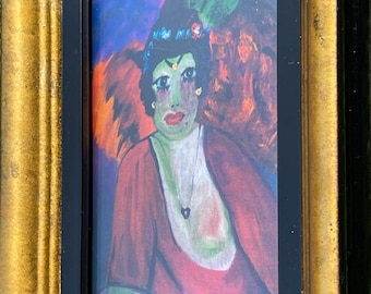 Ornate 8x5.5 Gold Vintage Frame w/ Black Inset – Easel-Back – Holds 5.5x3.5 Art – Includes Colorful Portrait Print