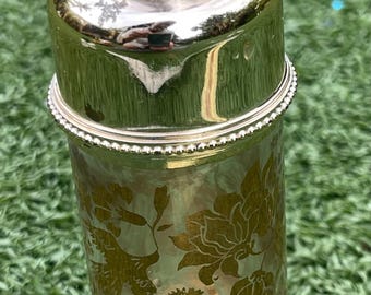 Vintage Nina Ricci “L’Air du Temps” Perfume Bottle – Gold Floral Glass, 5”