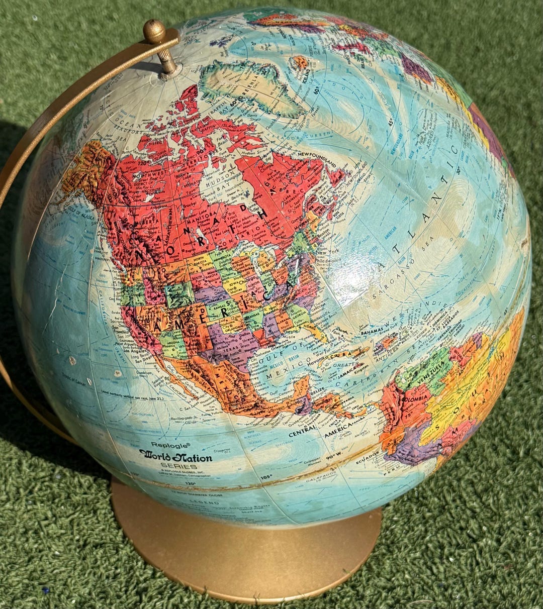 12 Inch Vintage Replogle World Nation Series Globe Brass Base Mid ...