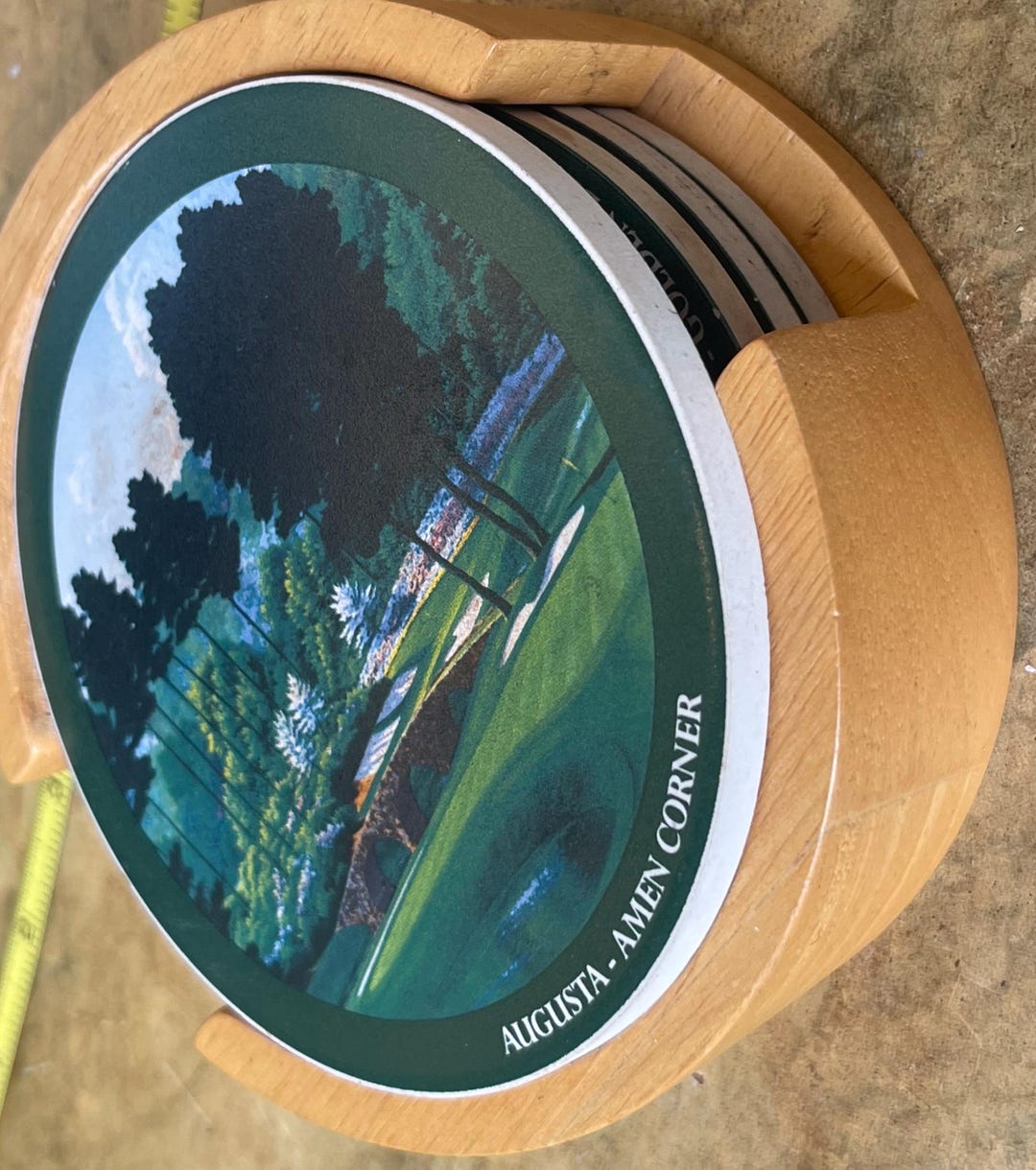 Golf Course Coaster Vintage Augusta National Golf Course Coaster Set With Wooden Holder - Etsy