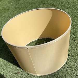 Vintage Drum Lamp Shade – Large 16” Diameter Beige Fabric Shade with Spider Fitter – Mid Century Style