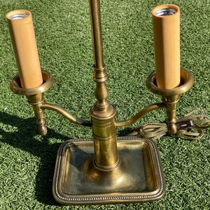 Vintage Brass Bouillotte Lamp – 2-Arm Candlestick Table Lamp – French Empire Style – Tested & Working – 20” Tall