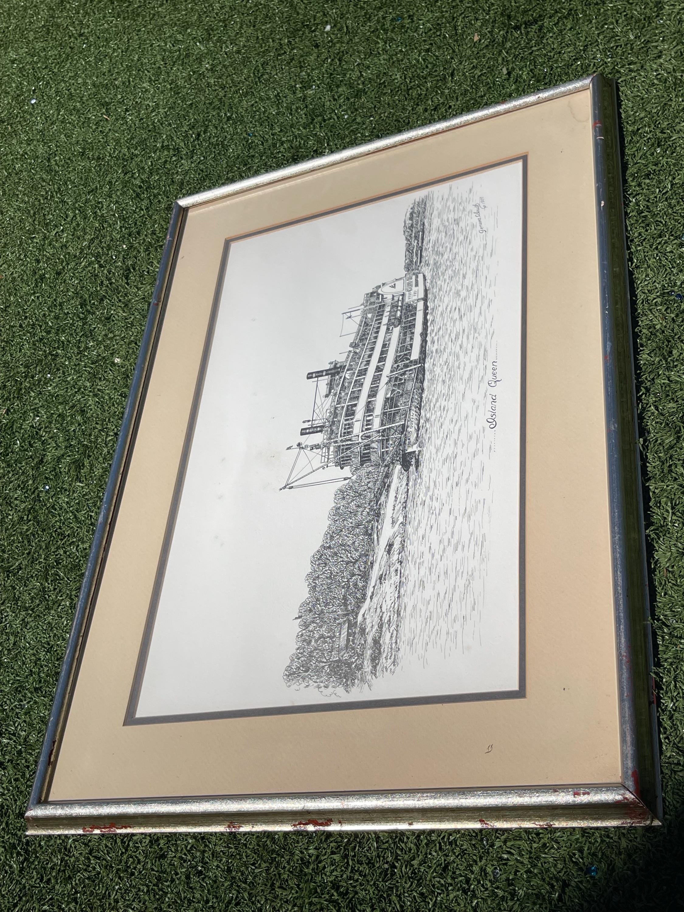 Vintage 1971 Geneva South Signed Print “island Queen” Steamboat