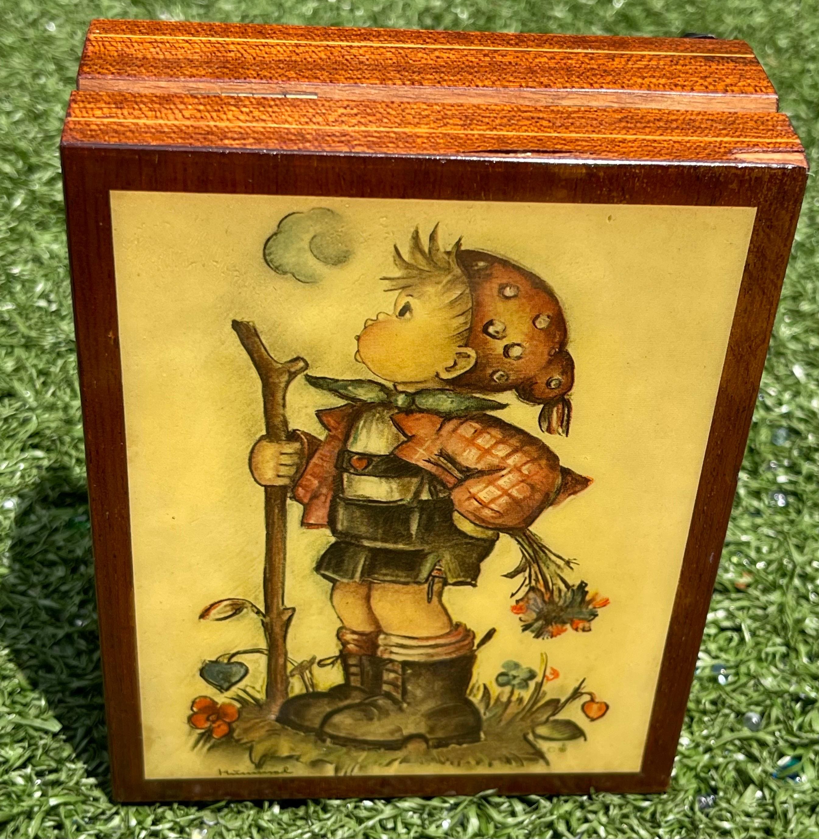 Vintage Italian Wooden Music Box With Hummel-style Artwork – Reuge
