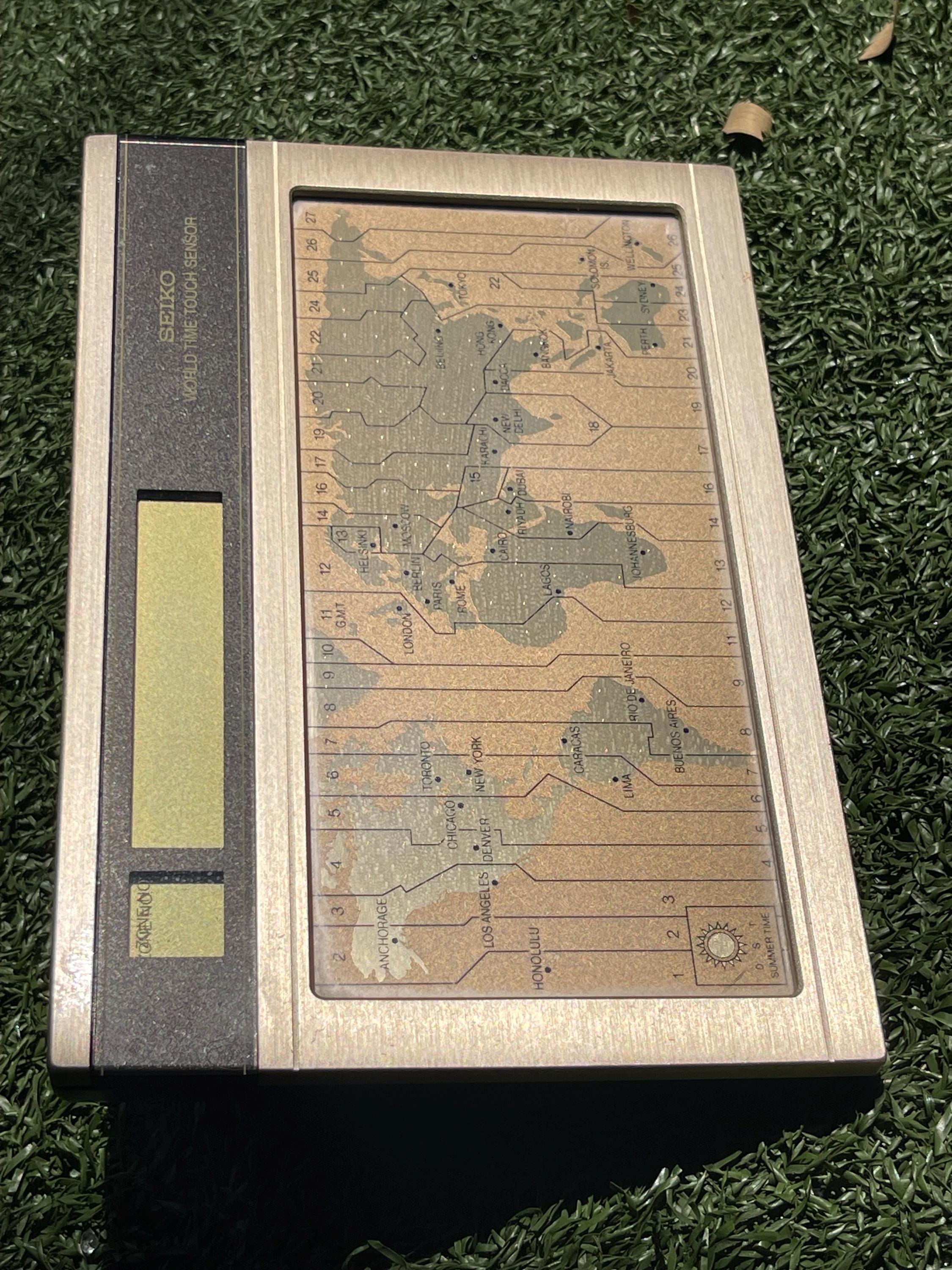 Vintage Seiko World Time Touch Sensor LCD Clock — Rare 1980s Retro