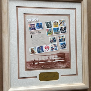 Framed USPS Celebrate the Century Stamp Art – 1910s American History 1910–1919 Collectible