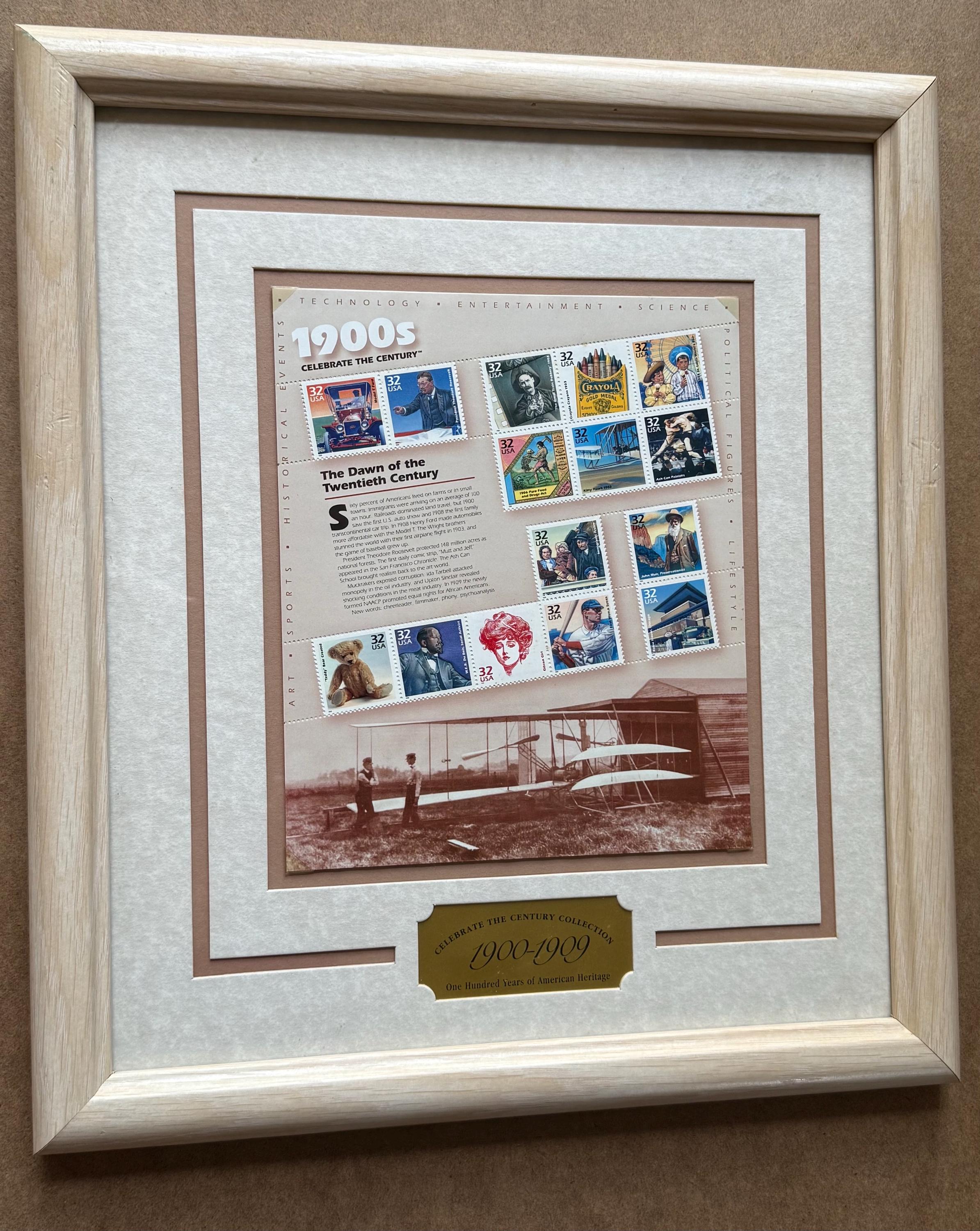 Framed USPS Celebrate the Century Stamp Art – 1910s American
