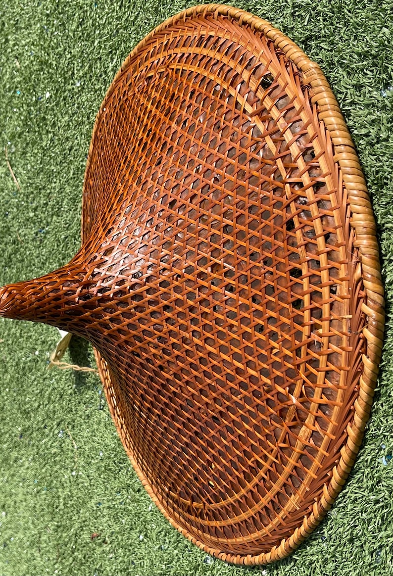 1950s Handwoven Rice Farmer Conical Hat | Vintage Bamboo Asian Field ...