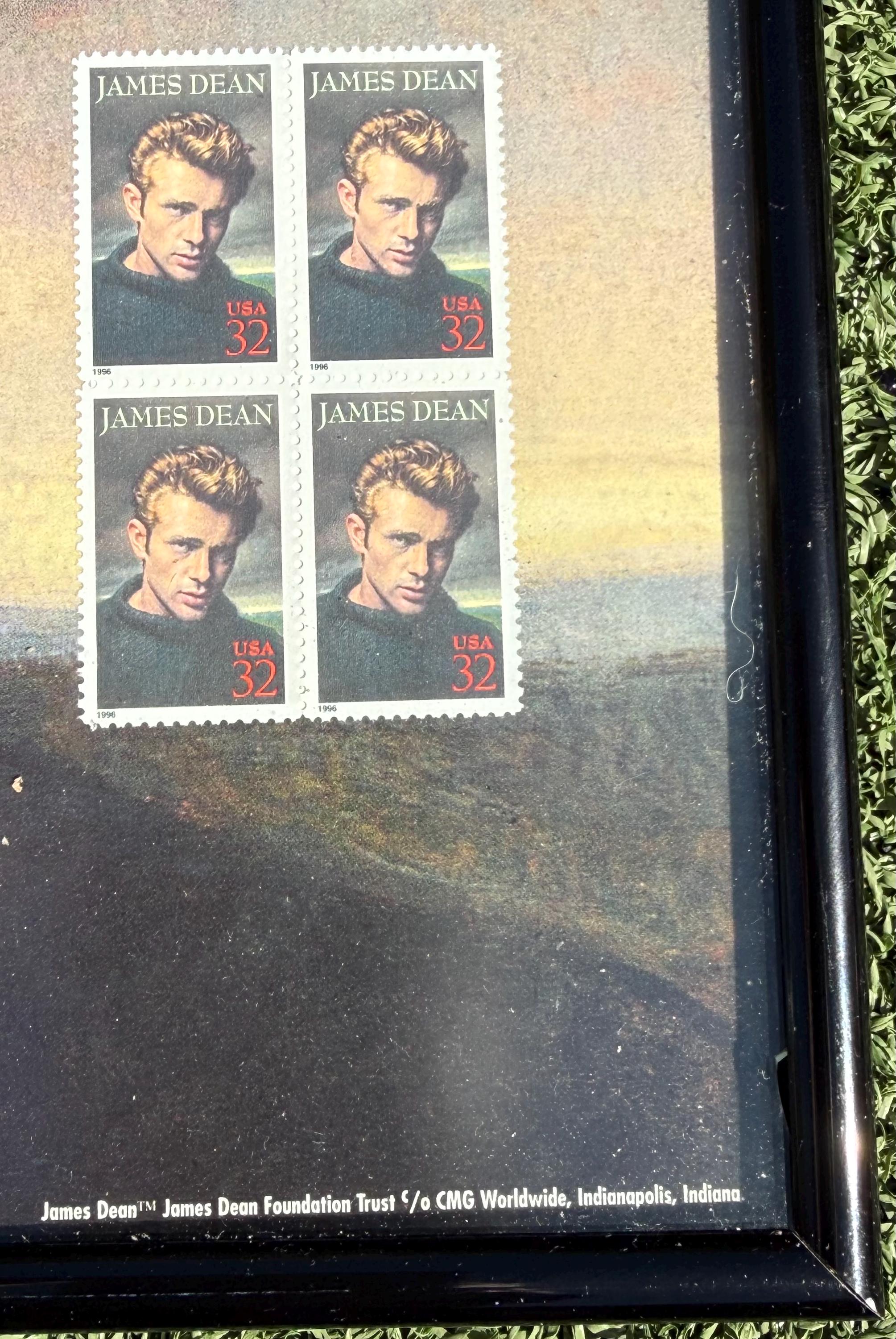 James Dean 24 Inch Framed USPS 32 Cent Stamp Poster 1996 Legends