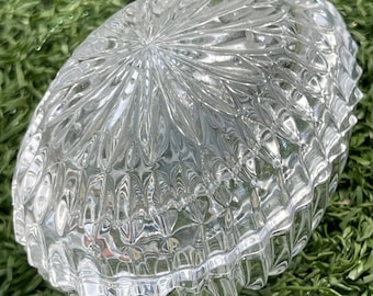 Vintage Gorham Full Lead Crystal Covered Bowl – Made in West Germany, Swirl Pattern, 3.25” Cut Glass Trinket Dish