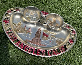 Vintage Los Angeles Calif. Souvenir Trinket Dish – Made in Japan – Mid-Century Metal Tourist Collectible