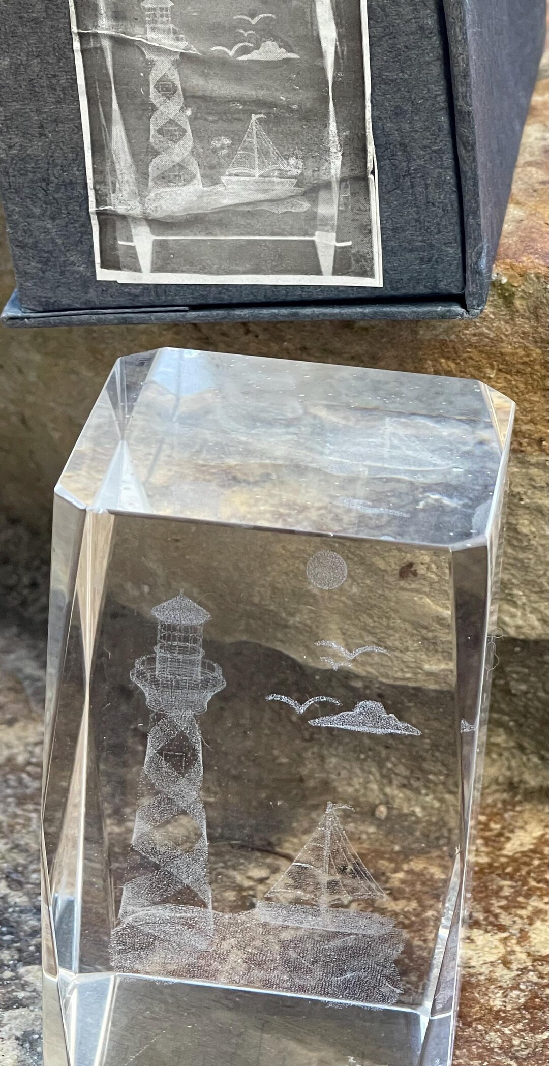 Crystal Lighthouse Vintage Laser Etched Crystal Lighthouse 3.75 Inch Coastal Nautical ...