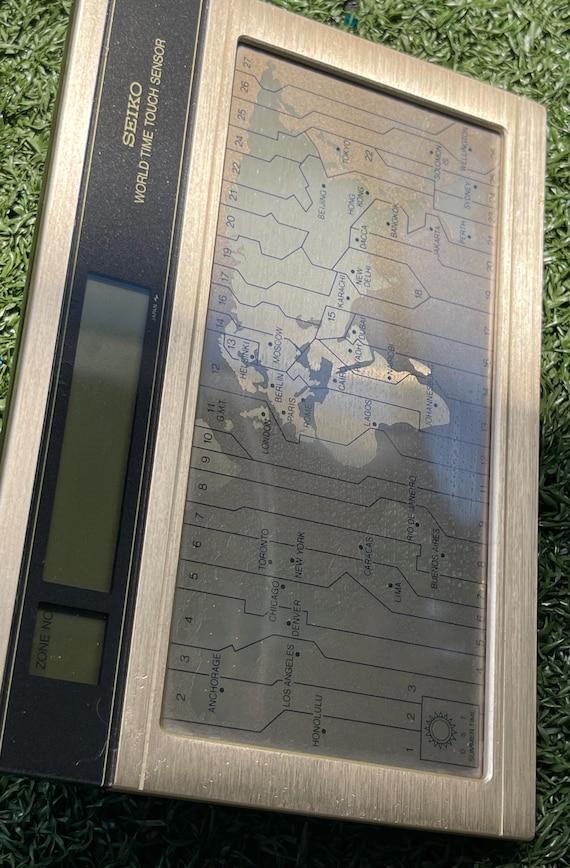 Vintage Seiko World Time Touch Sensor LCD Clock — Rare 1980s Retro