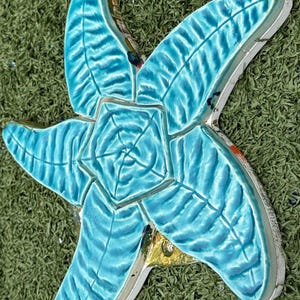 Artistry In Mosaics Starfish Tile 8.5” Handmade Ceramic Pool Mosaic Turquoise USA