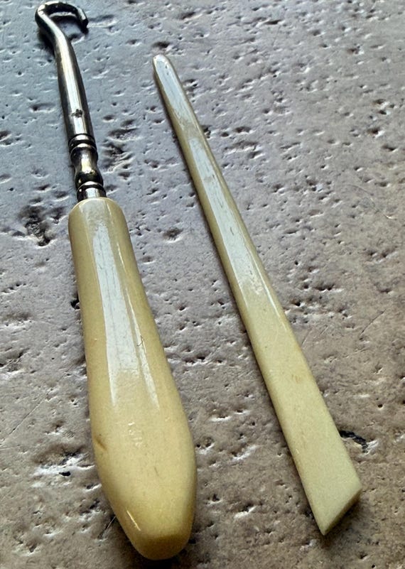 Antique La Cross Bone Handle Travel Manicure Set Original Case Vanity Grooming Kit