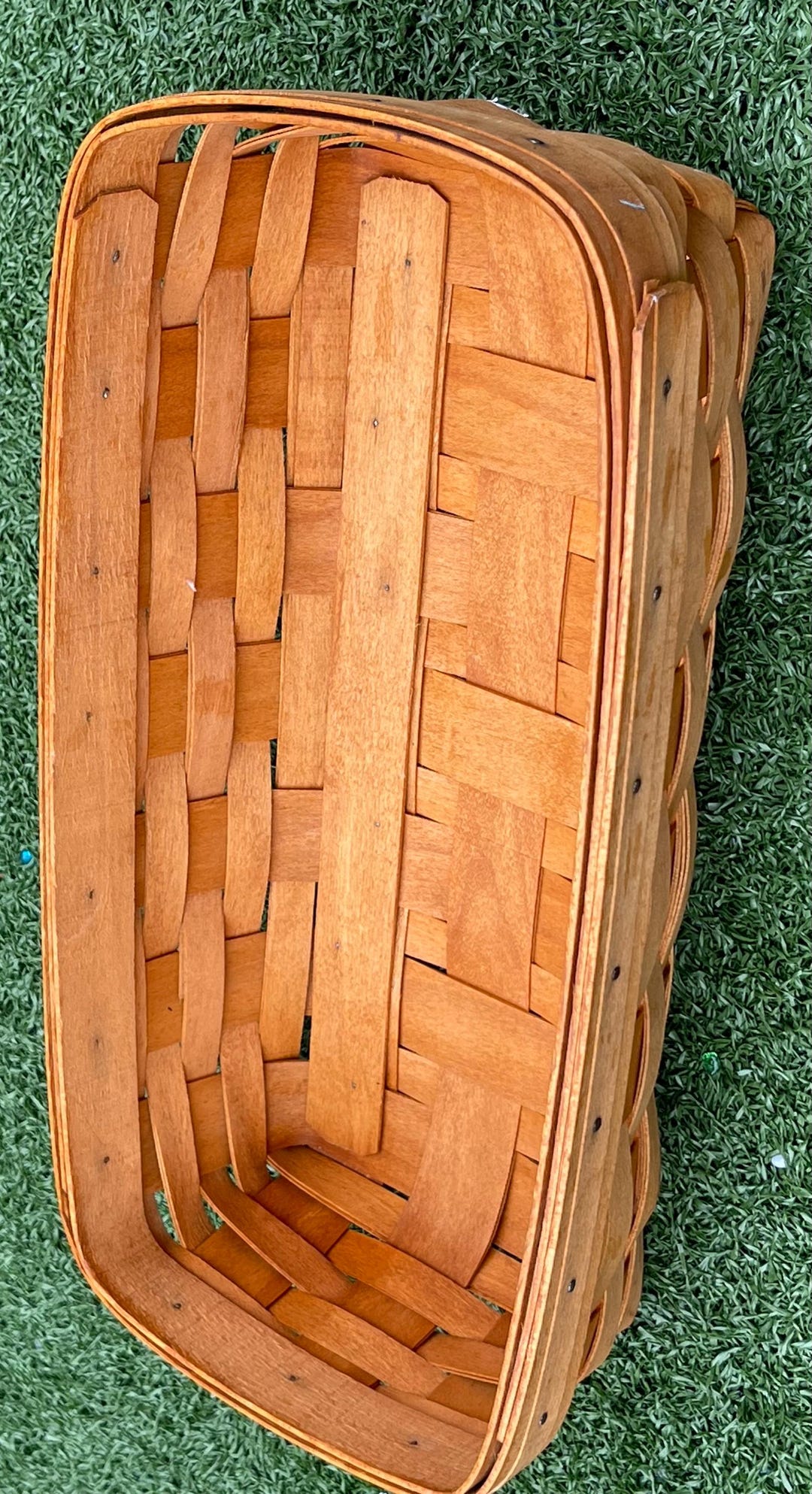 Longaberger 1996 Woven Basket W/ Plastic Protector 14” Signed