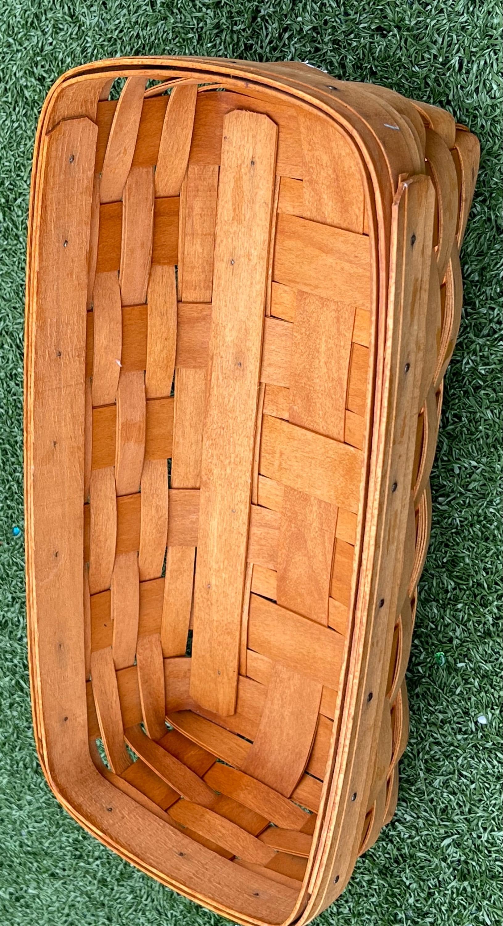 Longaberger 1996 Woven Basket W/ Plastic Protector 14” Signed