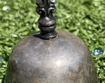Vintage Silverplate Hand Bell – Ornate Decorative Handle – 3” Table Bell