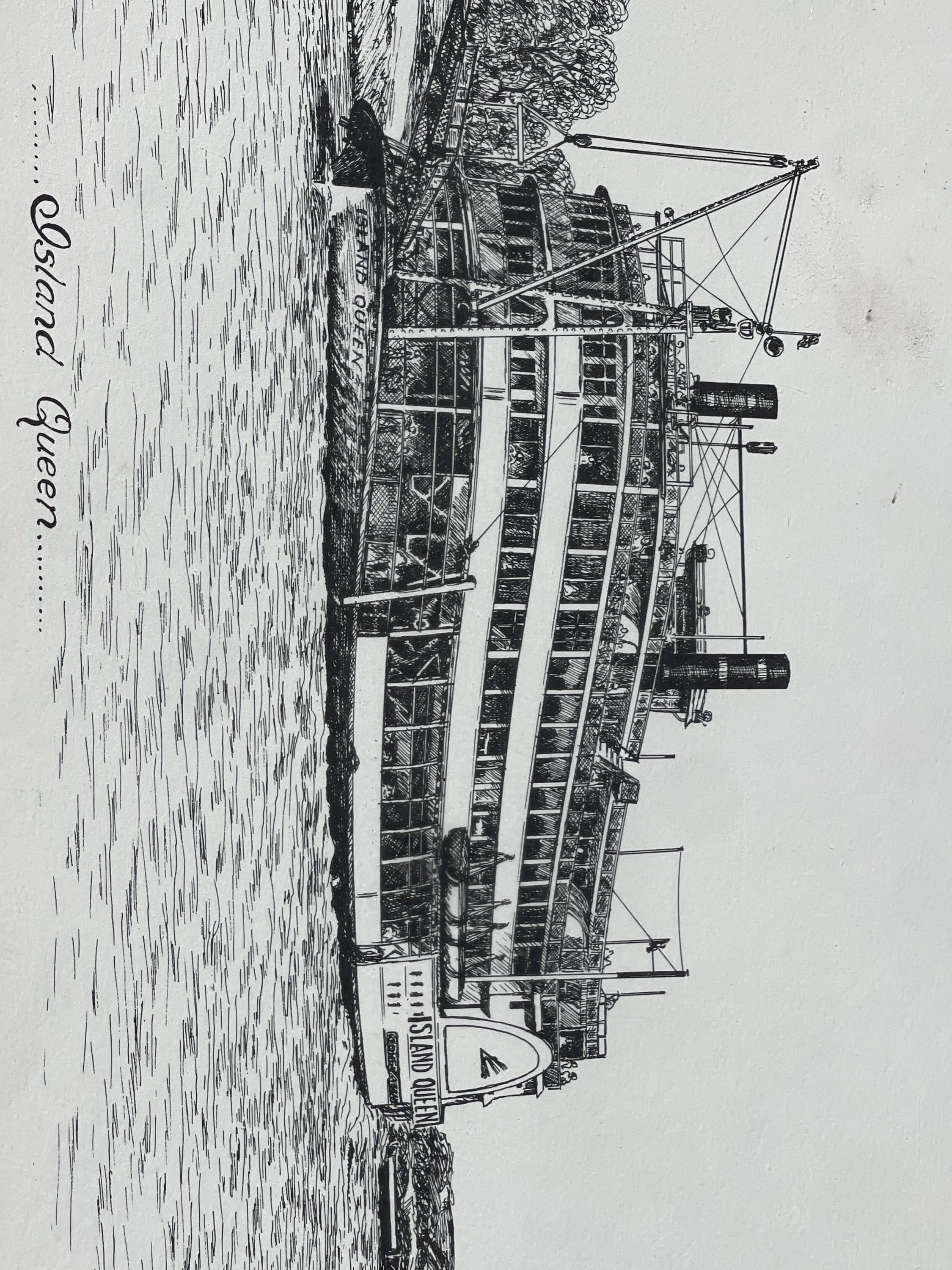 Vintage 1971 Geneva South Signed Print “island Queen” Steamboat