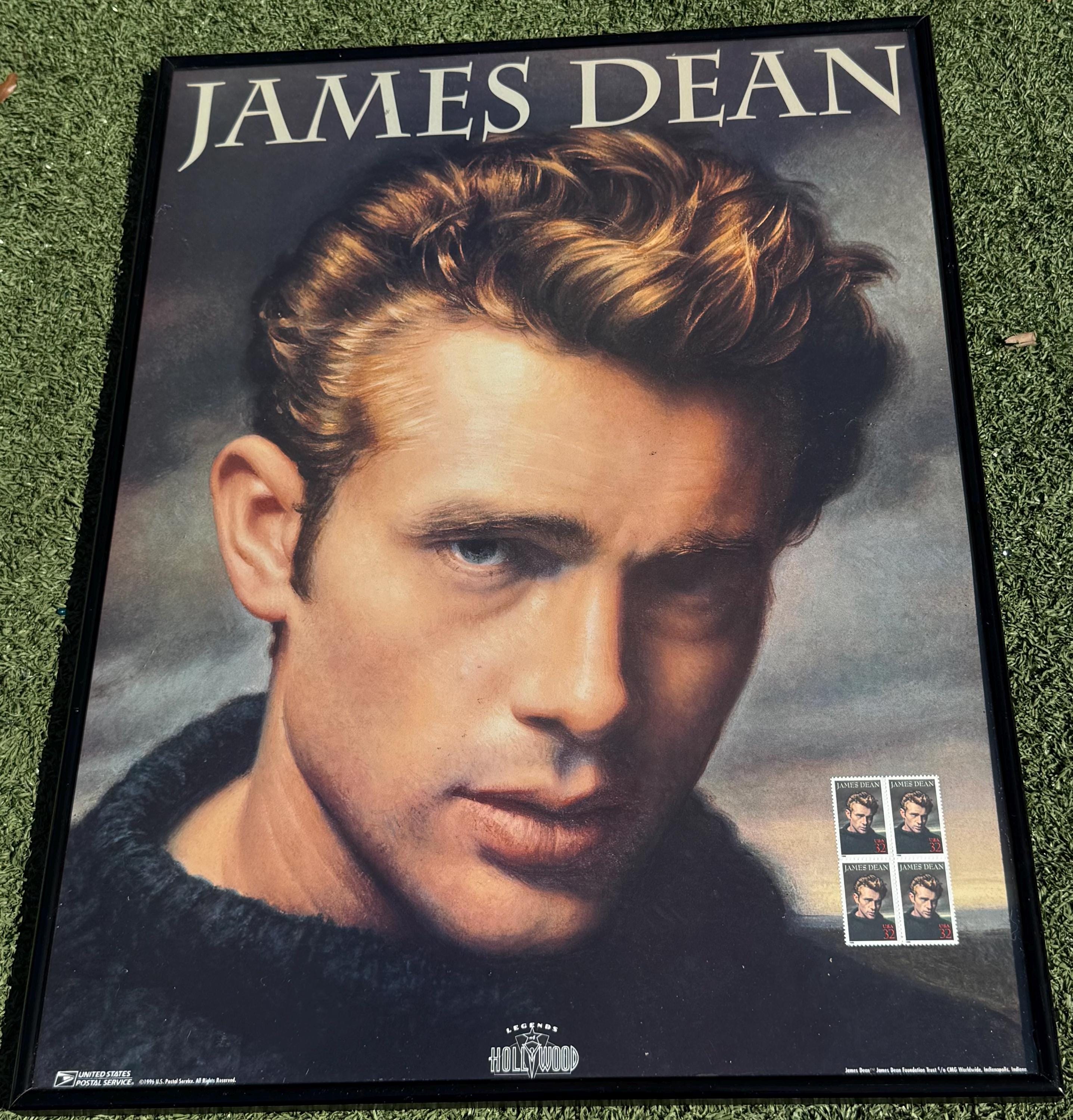 James Dean 24 Inch Framed USPS 32 Cent Stamp Poster 1996 Legends