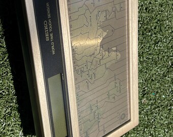 Vintage Seiko World Time Touch Sensor LCD Clock — Rare 1980s Retro