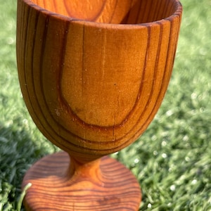 Hand-Turned Wood Goblet – 3” Tall Miniature Signed Cup – Rustic Natural Grain Accent