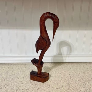 Hand Carved Wood Crane