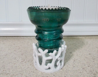 Candle Holder, Vintage Telephone Insulator Hemingray