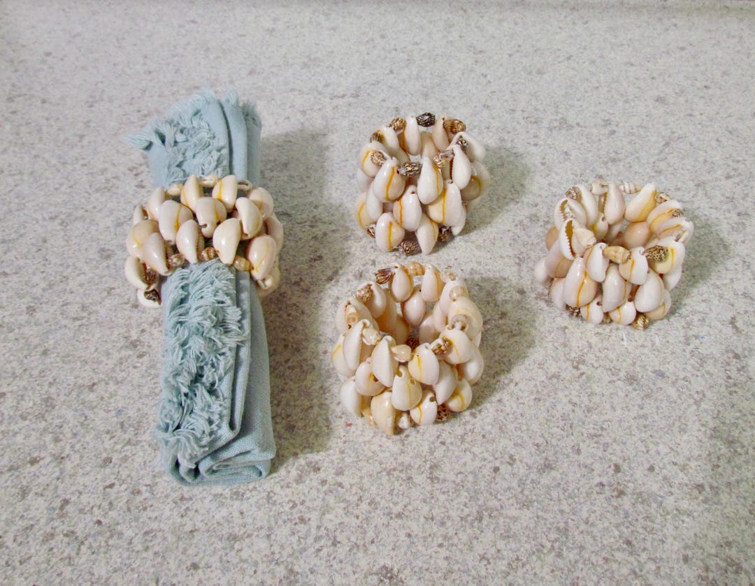 Napkin Rings, Seashell & Cowrie Shell Napkin Rings, Vintage Seashell ...