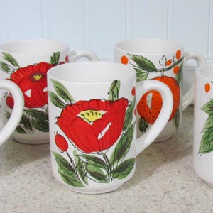 Vintage Japan Set of 6 Coffee Cups/Mugs, Hand Painted