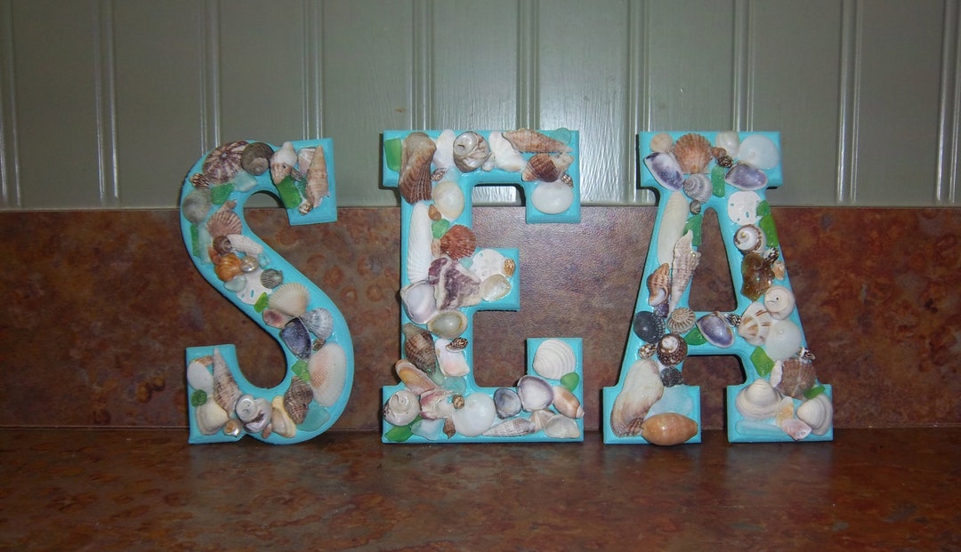 Sea Fall Coin Lettering Sea Letters With Seashells and Seaglass - Etsy